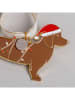 Eulenschnitt Baumschmuck "Weihnachtsdackel" in Hellbraun - (B)8 x (H)5 cm
