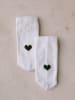 Eulenschnitt Socken "Herz" in Weiß