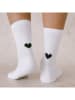 Eulenschnitt Socken "Herz" in Weiß