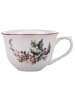 Villa d´Este 2-delige set: mokken met schotels "Vintage Xmas" crème/groen/rood - 380 ml