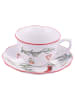 Villa d´Este 2-delige set: mokken met schotels "Rametto" wit/groen/rood - 380 ml