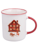 Villa d´Este 2er-Set: Jumbotassen ''Winter Village'' in Weiß/ Rot - 360 ml