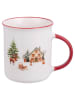 Villa d´Este 2er-Set: Jumbotassen ''Winter Village'' in Weiß/ Rot - 360 ml