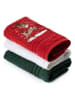 Colourful Cotton 3-delige set: handdoeken rood/groen