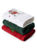 Colourful Cotton 3-delige set: handdoeken wit/groen/rood