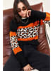Bianco Lucci Pullover in Schwarz/ Orange