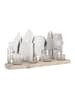 Bizzotto Teelichthalter "House" in Silber/ Hellbraun - (B)38 x (H)20 cm