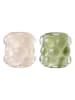 House Nordic 2-delige set: kaarshouders groen/beige - (H)8 x  Ø 8,5 cm
