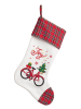 Bizzotto Kerstsok "Bicycle" rood/wit - (L)45 x (B)28 cm