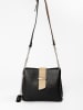 Anna Morellini Leder-Umhängetasche "Ciosa" in Bordeaux/ Schwarz - (B)22 x (H)17 x (T)10 cm