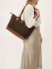 Charm Schultertasche in Dunkelbraun/ Camel - (B)42 x (H)25 x (T)15 cm