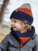 MaxiMo Beanie in Grün/ Orange/ Dunkelblau