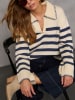 Milan Kiss Pullover in Creme/ Dunkelblau