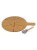 Alpina 2-delige set: pizzaplank en pizzasnijder lichtbruin - Ø 34 cm