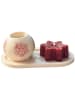 ABERTO DESIGN 3tlg. Kerzen-Set in Creme/ Rot