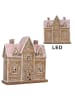 Clayre & Eef LED-Dekohaus in Hellbraun - (B)21 x (H)20 x (T)8 cm