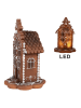 Clayre & Eef LED-Dekohaus in Hellbraun - (B)13 x (H)20 x (T)13 cm
