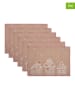 Clayre & Eef 6-delige set: placemats beige - (L)22 x (B)48 cm