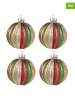 Clayre & Eef 4-delige set: kerstballen meerkleurig - (H)8 x  Ø 8 cm