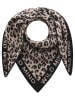 Zwillingsherz Dreieckstuch "Leo Wild" mit Wollanteil in Beige/ Schwarz - (L)200 x (B)100 cm