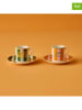BELLA MAISON 2-delige set: espressokoppen "Line" wit/oranje/groen - 90 ml