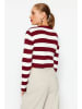 trendyol Pullover in Bordeaux/ Weiß