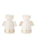 Bloomingville 2-delige set: kaarshouders "Faella" wit/goudkleurig - (H)12 x Ø 11 cm