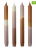 Bloomingville 4-delige set: staafkaarsen "Dip Dye" lichtbruin/paars