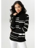 Aniston Rollkragenpullover in Schwarz/ Weiß