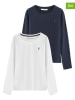 Polo Club 2er-Set: Longsleeves in Weiß/ Dunkelblau