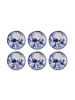 Hermia 6-delige set: dessertborden wit/donkerblauw - Ø 19,3 cm