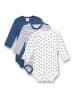 Sanetta 3-delige set: rompers donkerblauw/wit