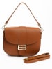 Lia Biassoni Leder-Schultertasche "Sangro" in Hellbraun - (B)27 x (H)22 x (T)7 cm