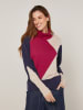 Rodier Rollkragenpullover in Dunkelblau/ Rot/ Beige