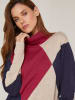 Rodier Rollkragenpullover in Dunkelblau/ Rot/ Beige
