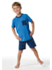 Schiesser Pyjama in Dunkelblau/ Blau
