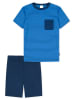 Schiesser Pyjama in Dunkelblau/ Blau