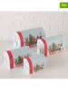 Boltze 4er-Set: Geschenboxen "Hollyjolly" in Hellblau/ Rot
