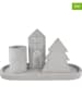 GILDE 4-delige decoratieset "Wintertime" grijs - (B)24 x (H)13 x (D)4 cm