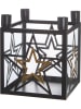 GILDE 2-delige set: adventskaarshouders "Modern Star" zwart - (L)22 x (B)22 x (H)25 cm