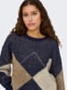 ONLY Trui donkerblauw/lichtbruin