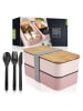 Moritz & Moritz Lunchbox "Bento" in Rosa/ Hellbraun - 1,36 l