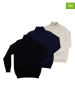 The Time of Bocha 3er-Set: Rollkragenpullover in Schwarz/ Dunkelblau/ Creme