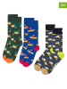 Happy Socks 3-delige set: sokken donkerblauw/kaki/blauw