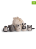 Gry & Sif 5er-Set: Dekofiguren ''Zoo Animals'' in Grau/ Beige - (B)20 x (H)15 x (T)8 cm