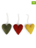Gry & Sif 3-delige set: decohangers "Heart" geel/groen/rood - (L)6,5 x (B)5,5 cm