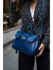 Victor & Hugo Paris Leder-Henkeltasche "Bagatelle" in Dunkelblau - (B)31 x (H)23 x (T)9 cm