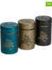 Eigenart 3-delige set: theecontainers "Yumiko" zwart/goudkleurig/petrol - 150 g