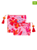 Overbeck and Friends 2er-Set: Kosmetiktaschen ''Viola'' in Rosa/ Rot