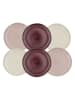 Ard'time 6er-Set: Dessertteller "Terra" in Creme/ Lila/ Rosa - Ø 20,5 